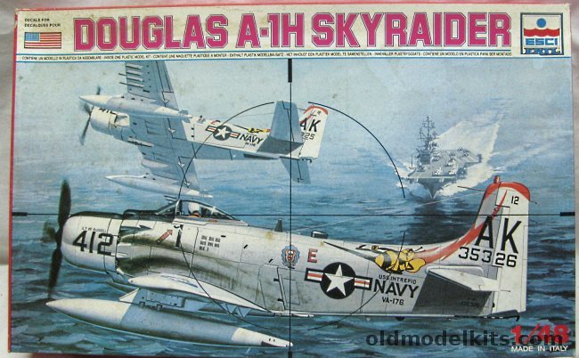 ESCI 1/48 Douglas AD-6 (A-1H) Skyraider - USS Intrepid or USS Midway-Vietnam, 4045 plastic model kit